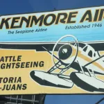 The sign for Kenmore air Seaplane rides
